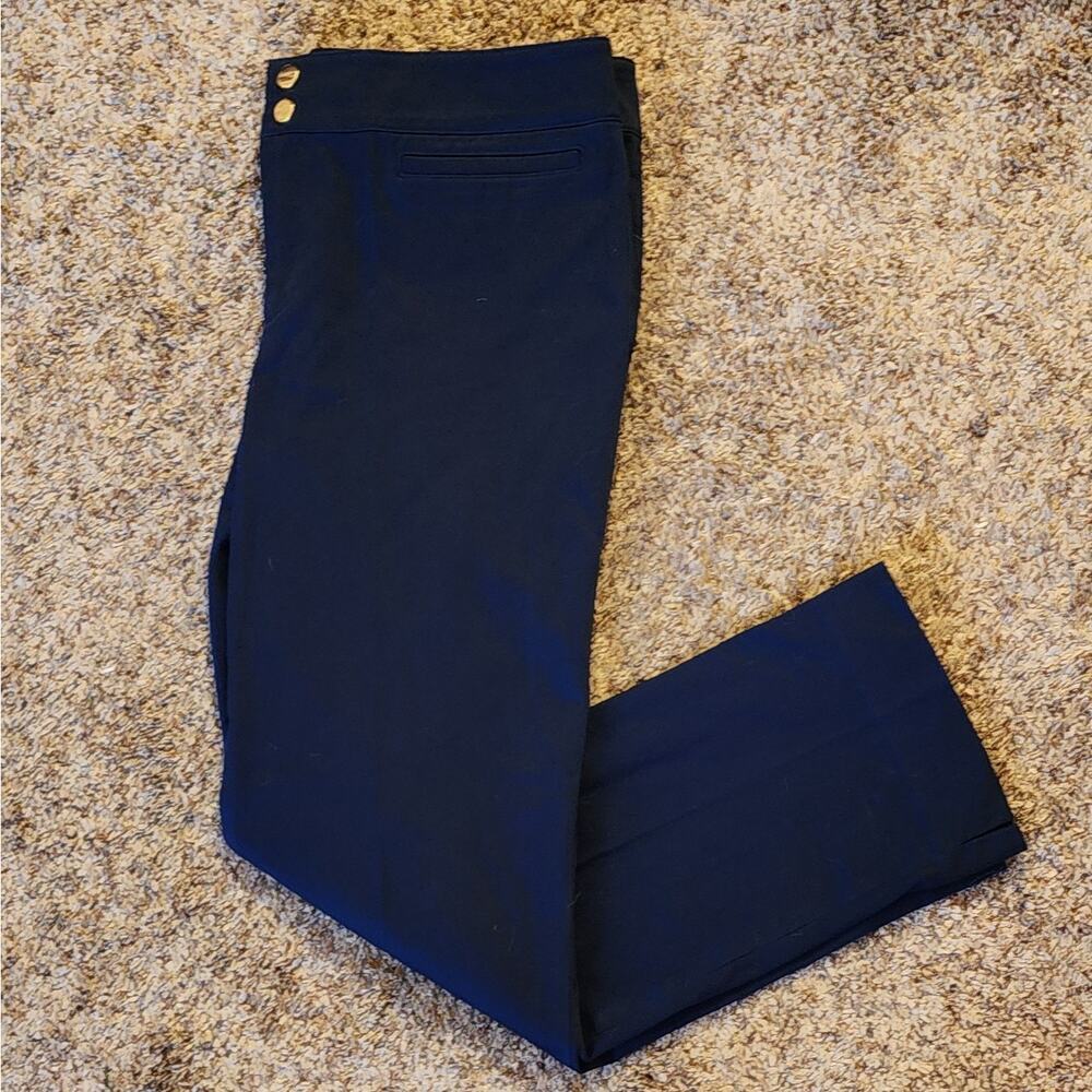 VTG Double Snap Lauren by RL Stretch Chino Career Ankle Pant Navy Size 10 EUC